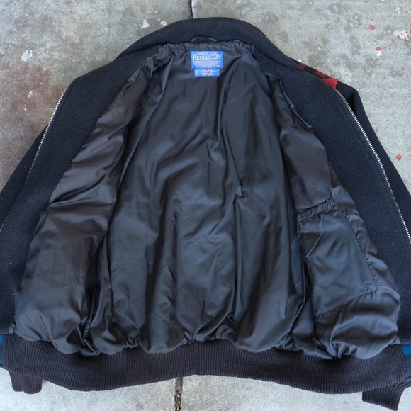 Vintage 90s Pendleton Aztec High Grade Western Wear Wool Cotton Jacket, Size XL - Picture 7 of 10